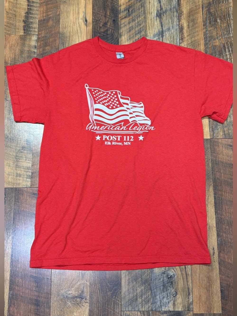 Gildan Red Short-Sleeve Tee with White American Legion Graphic